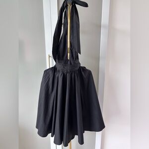 French Connection Black Pleated Halter Midi Dress